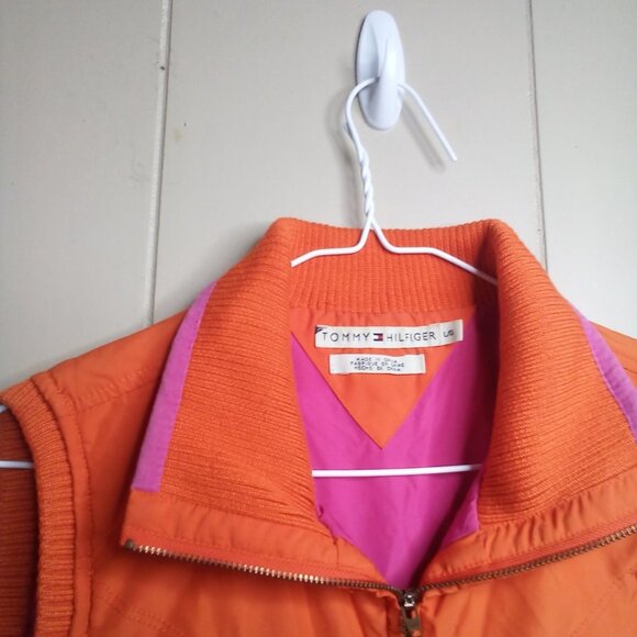 Tommy Hilfiger Vest Jacket L Full Zip Orange Pink - Picture 5 of 13